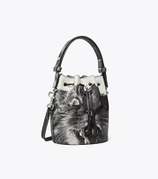 Mini T Monogram Cat Print Bucket Bag