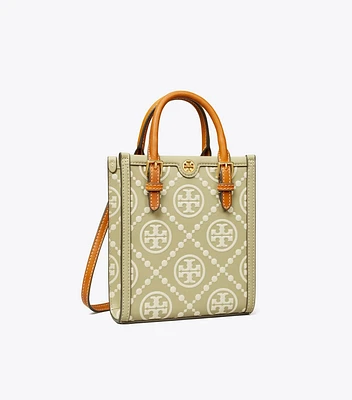 Mini T Monogram Contrast Embossed Tote 