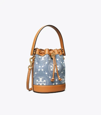 Mini T Monogram Denim Bucket Bag