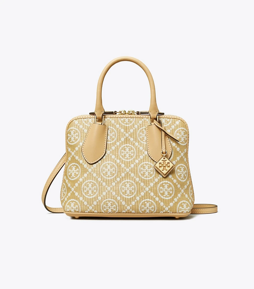 Mini T Monogram Raffia Swing Satchel