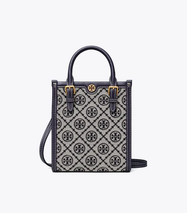 Tory Burch T Monogram Mini Debossed Patent Leather Crossbody Tote