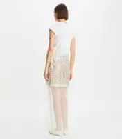 Mirror Embellished Double-Layer Skirt