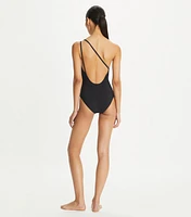 One-Shoulder Clip Tank Swimsuit