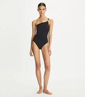 One-Shoulder Clip Tank Swimsuit