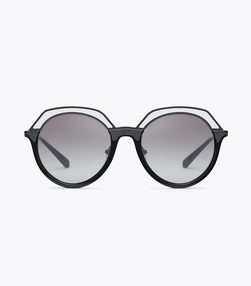 Open-Rim Round Sunglasses