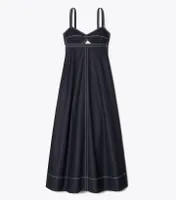 Perforated Poplin Cut-Out Dress