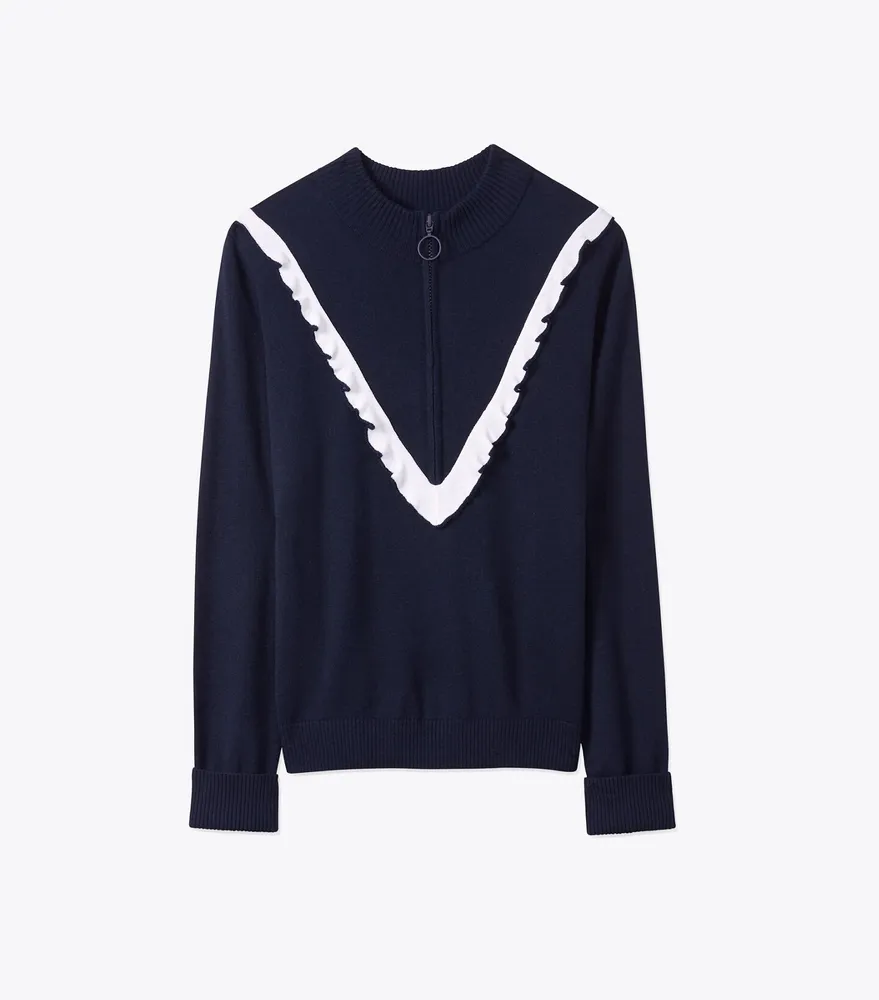 Performance Cashmere Ruffle Sweater