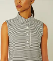 Performance Striped Sleeveless Ruffle Polo