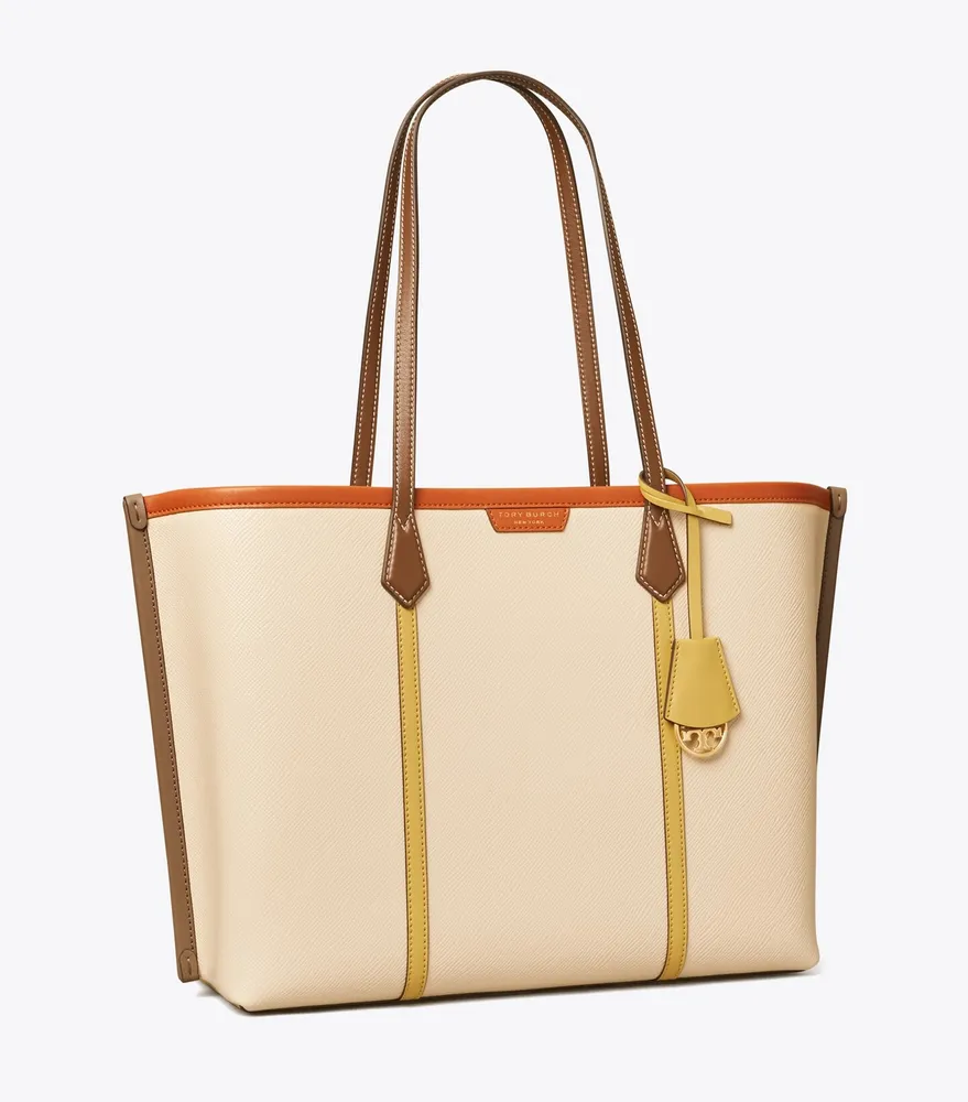 tory burch perry canvas small triple-compartment tote