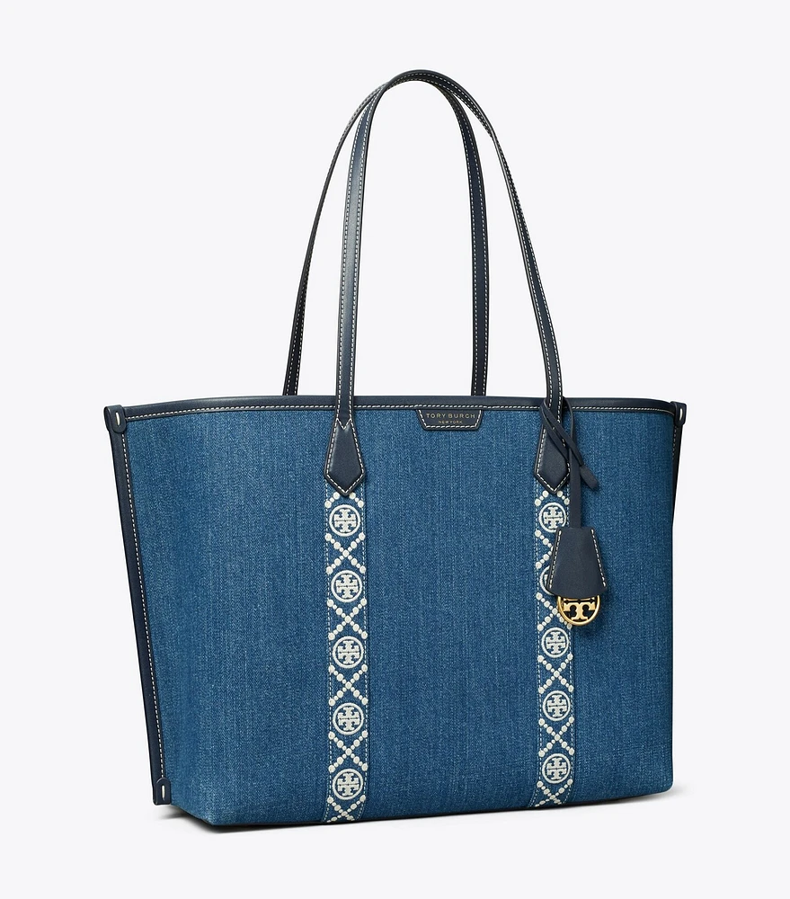 Perry Denim Triple-Compartment Tote