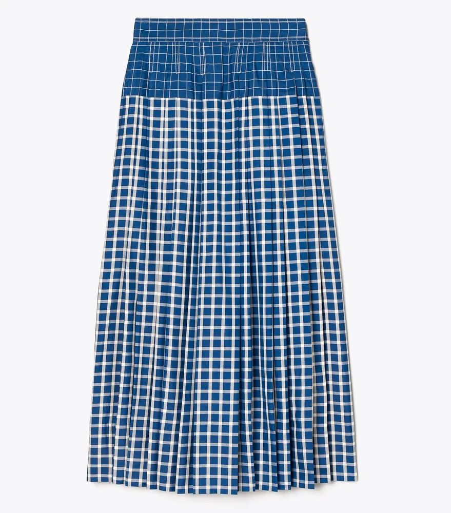 Picnic Plaid Silk Pleated Skirt