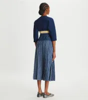 Picnic Plaid Silk Pleated Skirt