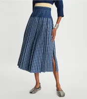 Picnic Plaid Silk Pleated Skirt