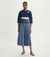 Picnic Plaid Silk Pleated Skirt