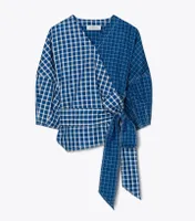 Picnic Plaid Silk Wrap Top