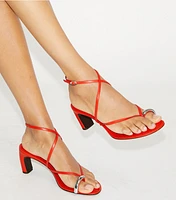 Pierced Multi-Strap Heeled Sandal