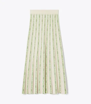 Pleated Jacquard Tech Knit Skirt