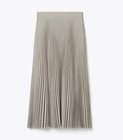 Pleated Melange Viscose Skirt