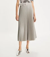 Pleated Melange Viscose Skirt