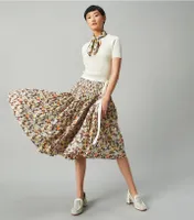 Pleated Tie Wrap Skirt