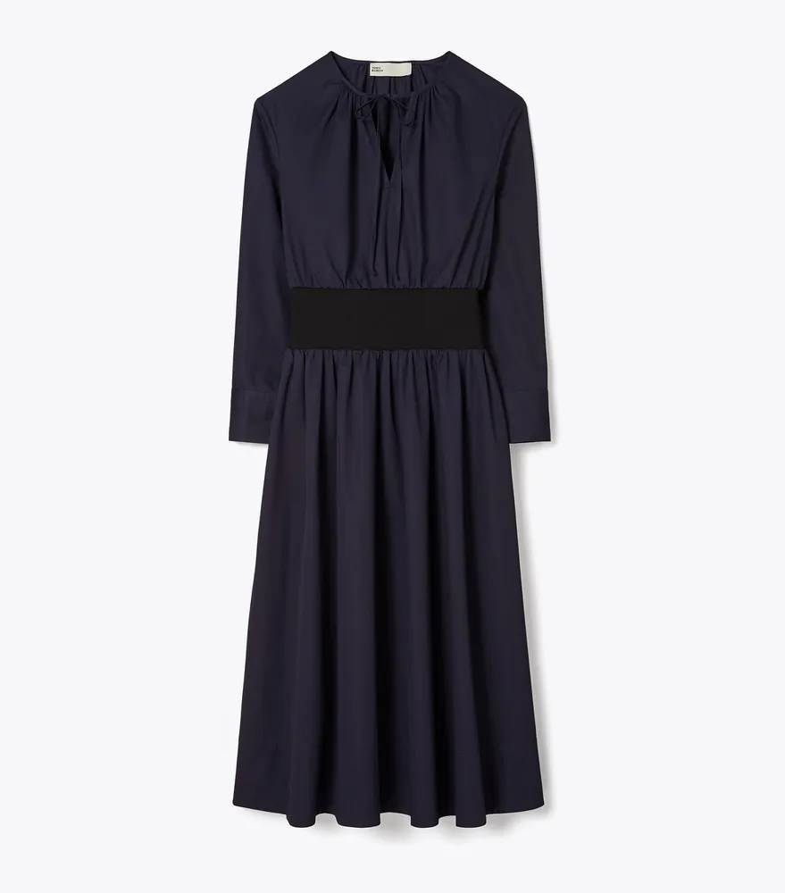 Poplin Knit-Waist Dress