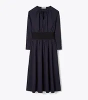 Poplin Knit-Waist Dress