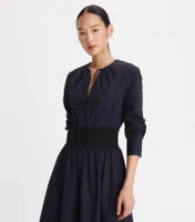 Poplin Knit-Waist Dress