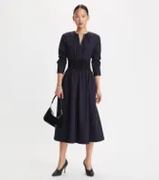 Poplin Knit-Waist Dress