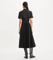 Poplin Pleated Shirtdress