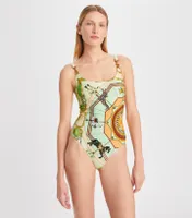 Printed Clip Tank Swimsuit