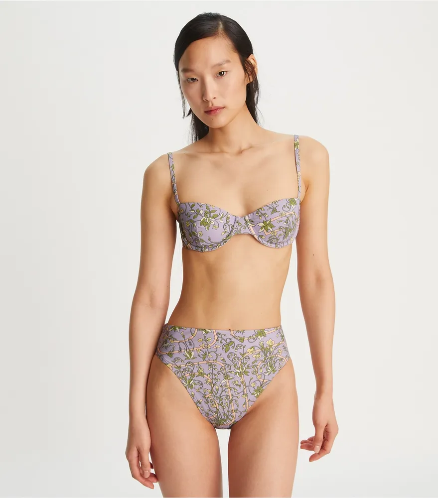 Printed High-Waisted Bikini Bottom