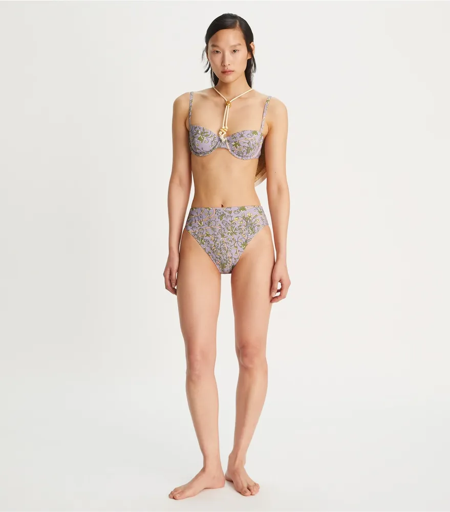 Printed High-Waisted Bikini Bottom