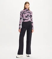 Printed Jersey Turtleneck