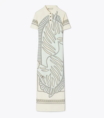 Printed Mesh Polo Dress