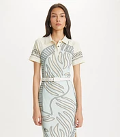 Printed Mesh Polo Dress