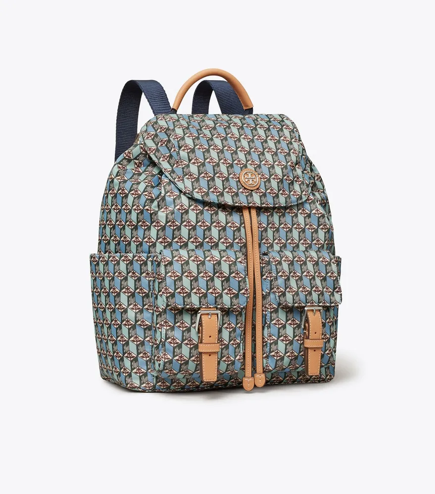 Printed Nylon Flap Backpack