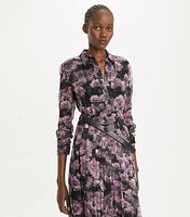 Printed Pleated Silk Dress