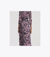 Printed Pleated Silk Dress