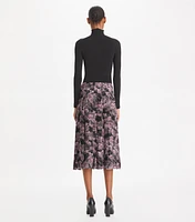 Printed Pleated Silk Skirt