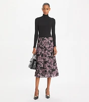 Printed Pleated Silk Skirt