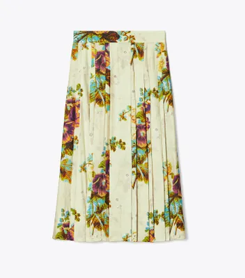 Printed Pleated Viscose Skirt
