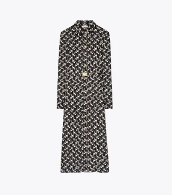 Tory Burch Drip Bouquet Silk-Front Polo Dress