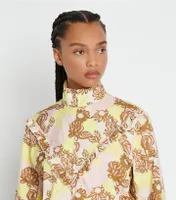 Printed Ruffle Windbreaker