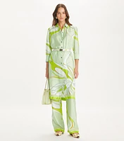 Printed Silk Shirtdress