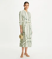 Printed Silk Shirtdress