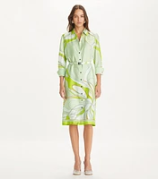 Printed Silk Shirtdress