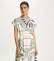 Printed Silk Twill Shirtdress