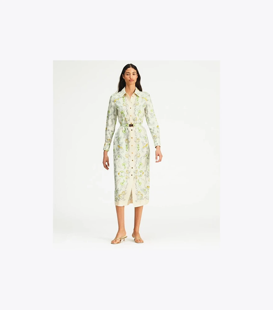 Printed Silk Twill Shirtdress