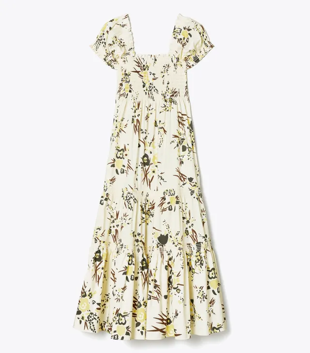 Tory Burch Cream White Silk Printed Dress M Tory Burch