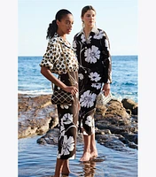 Printed Twill Crepe Wrap Skirt